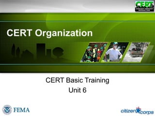 CERT Organization
CERT Basic Training
Unit 6
 