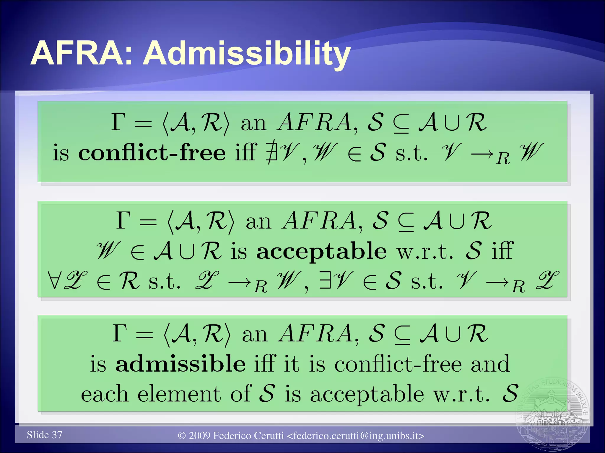 AFRA: Admissibility




Slide 37   © 2009 Federico Cerutti <federico.cerutti@ing.unibs.it>
 