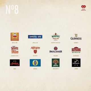 Nº8
20 21
CRUZCAMPO SIN SHANDY CRUZCAMPO SOL BUCKLER 0,0
BIRRA MORETTI NEWCASTLE BROWN ALE MAES MORT SUBITE
BULMERS AMSTEL AMSTEL EXTRA AMSTEL 1870
AMSTEL ORO AMSTEL SIN MURPHY'S IRISH RED GUINNESS
LEGADO DE YUSTE AFFLIGEM PAULANER DESPERADOS
JUDAS FOSTERS JOHN SMITH’S STRONG
 