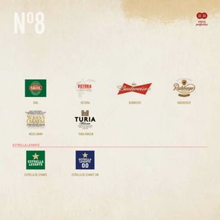 Nº8
22 23
ESTRELLA DEL SUR VOLL-DAMM FREE DAMM A.K. DAMM
BOCK DAMM FREE DAMM LIMÓN DAMM LEMON XIBECA
KELER LAGER KELER 18 KELER NA SAAZ
SKOL VICTORIA RADEBERGERBUDWEISER
ESTRELLA DE LEVANTE ESTRELLA DE LEVANTE SIN
WEISS DAMM TURIA MÄRZEN
ESTRELLA DEL SUR VOLL-DAMM FREE DAMM A.K. DAMM
BOCK DAMM FREE DAMM LIMÓN DAMM LEMON XIBECA
KELER LAGER KELER 18 KELER NA SAAZ
SKOL VICTORIA RADEBERGERBUDWEISER
ESTRELLA DE LEVANTE ESTRELLA DE LEVANTE SIN
WEISS DAMM TURIA MÄRZENESTRELLA LEVANTE
 