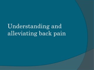 Understanding and
alleviating back pain
 