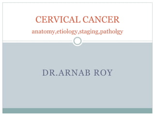 DR.ARNAB ROY
CERVICAL CANCER
anatomy,etiology,staging,patholgy
 