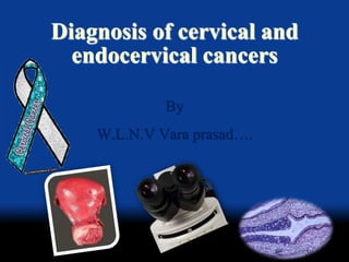 Diagnosis of cervical and
endocervical cancers
By
W.L.N.V Vara prasad….
 