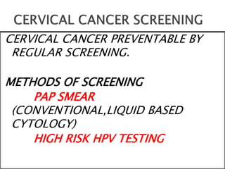 Cervical cancer screening and hpv vaccination | PPTX