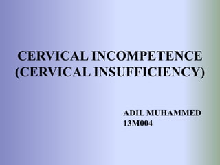 CERVICAL INCOMPETENCE
(CERVICAL INSUFFICIENCY)
ADIL MUHAMMED
13M004
 