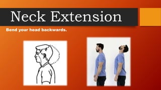 Neck Extension
Bend your head backwards.
 