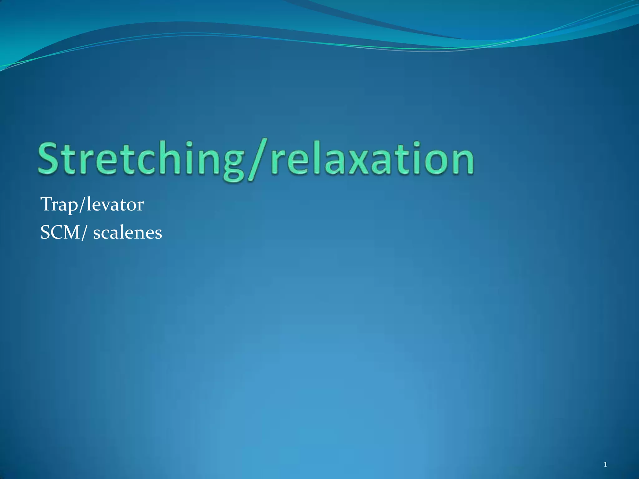 Stretching/relaxationTrap/levatorSCM/ scalenes1
