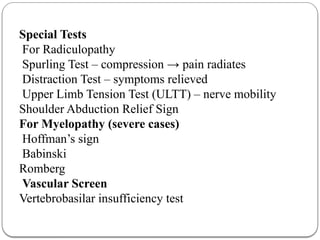 Stuart Sign Cervical Cervical spondylosis complete overview for physiotherapy ortho.pptx