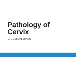 Pathology of
Cervix
DR. USMAN SHAMS
 