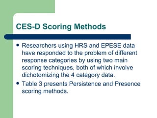 Ces Data Collection Methods Examining Differences in CES-D Measurement in The Health and Retirement ...