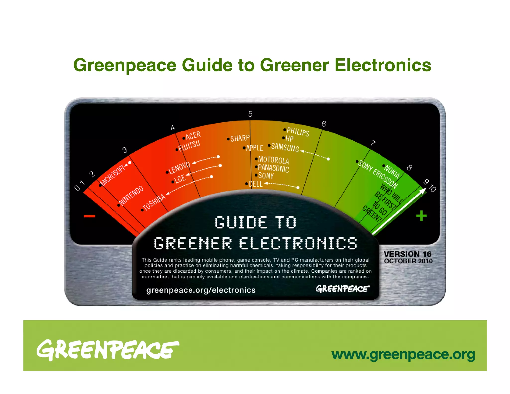 Greenpeace Guide to Greener Electronics
 