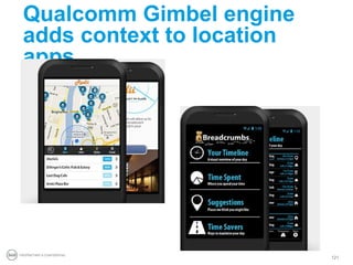 Qualcomm Gimbel engine
 adds context to location
 apps




PROPRIETARY & CONFIDENTIAL
                             121
 