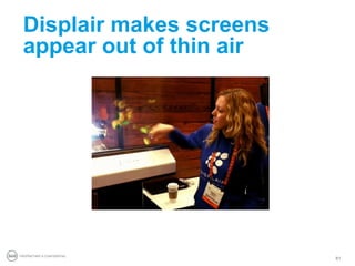 Displair makes screens
 appear out of thin air




PROPRIETARY & CONFIDENTIAL
                             61
 