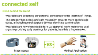 connected self
Wearables are becoming our personal connection to the Internet of Things.
The category has seen signiﬁcant ...