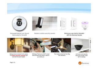 Page  15
Honeywell debuts Lyric Round
thermostat for HomeKit
Netatmo outdoor security camera Bring your own bulb to HomeK...