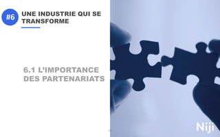 UNE INDUSTRIE QUI SE
TRANSFORME
155
6.1 L’IMPORTANCE
DES PARTENARIATS
#6
 