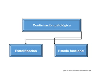 Confirmación patológica
Estadificación Estado funcional
Creado por: Mauricio Lema Medina - LemaTeachFiles© - 2004
 