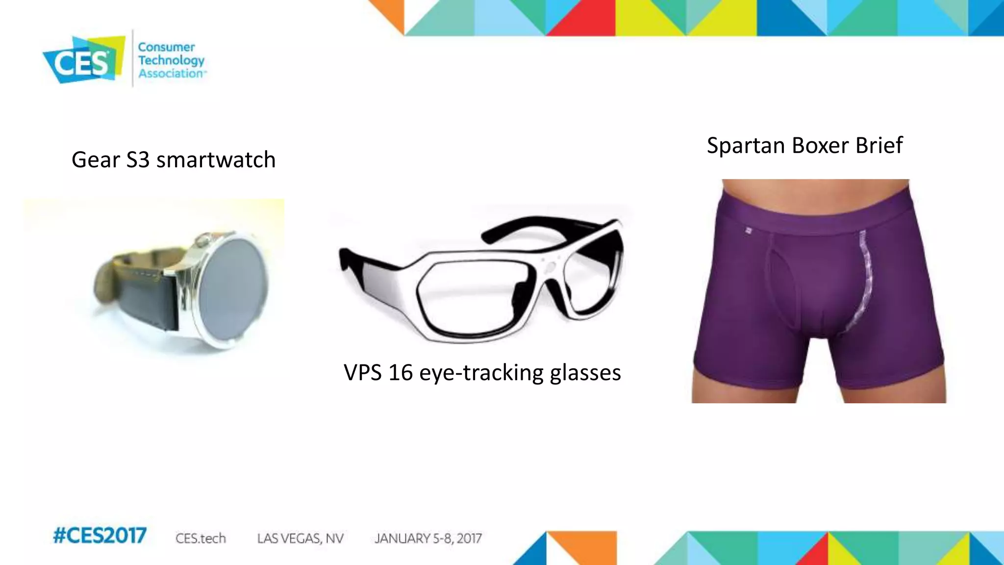 VPS 16 eye-tracking glasses
Gear S3 smartwatch
Spartan Boxer Brief
 