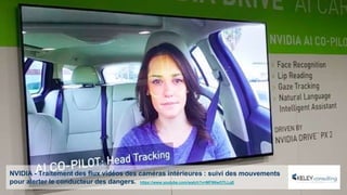 NVIDIA - Traitement des flux vidéos des caméras intérieures : suivi des mouvements
pour alerter le conducteur des dangers. https://www.youtube.com/watch?v=MF9NwOTLLgE
 