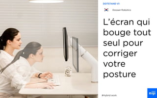 30
L’écran qui
bouge tout
seul pour
corriger
votre
posture
#Hybrid work
DOTSTAND V1
Doosan Robotics
 