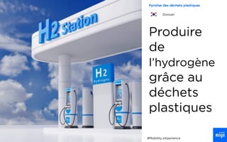 76
Produire
de
l’hydrogène
grâce au
déchets
plastiques
#Mobility eXperience
Pyrolise des déchets plastiques
Doosan
 