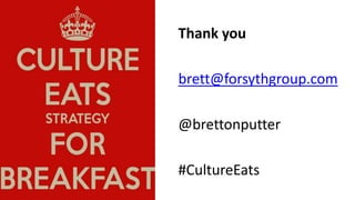 Thank you
brett@forsythgroup.com
@brettonputter
#CultureEats
 