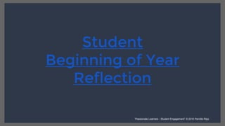 Student
Beginning of Year
Reflection
“Passionate Learners - Student Engagement” © 2016 Pernille Ripp
 