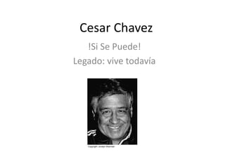 Cesar Chavez
!Si Se Puede!
Legado: vive todavía
 