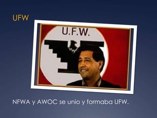 UFW
NFWA y AWOC se unio y formaba UFW.
 