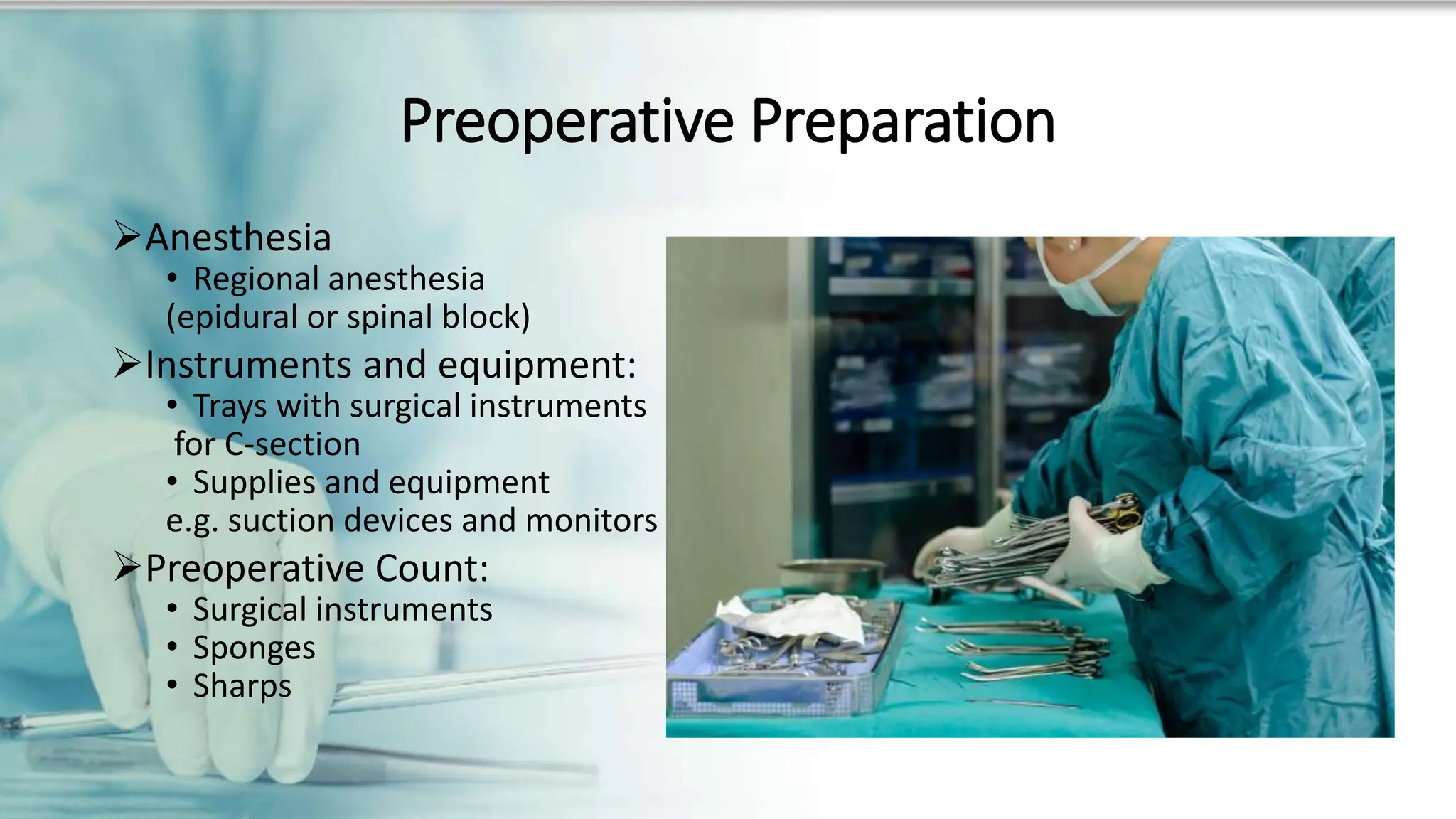 Description of Cesarean section as a surgical procedure including ...