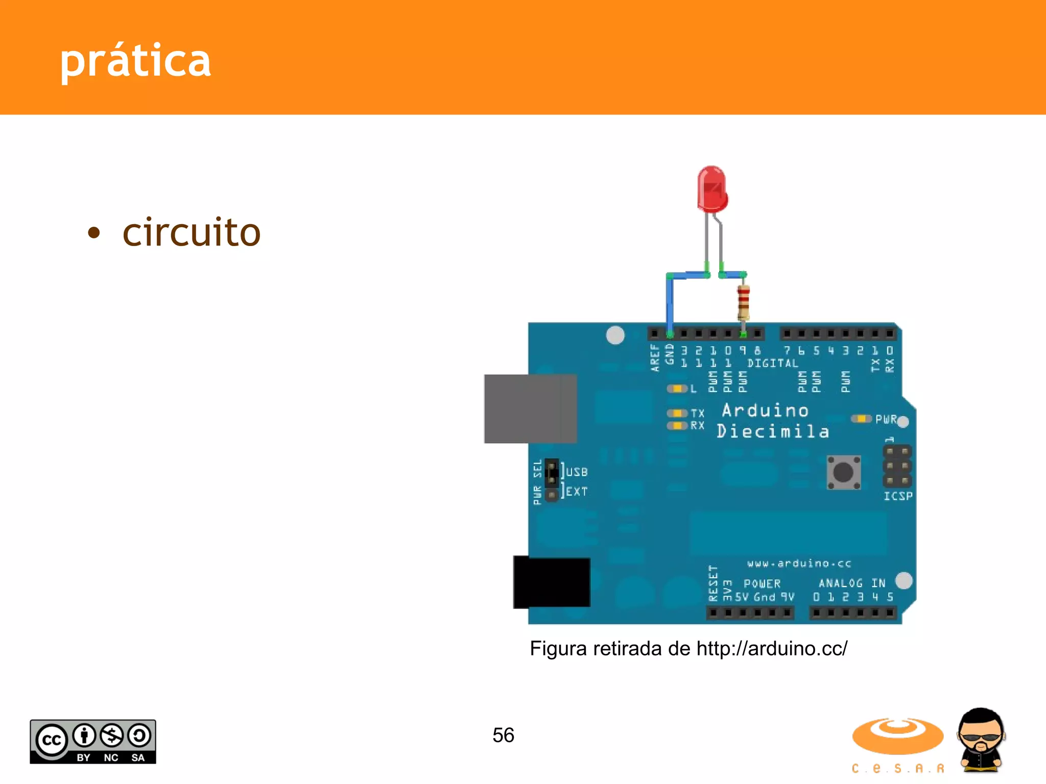 prática circuito Figura retirada de http://arduino.cc/ 