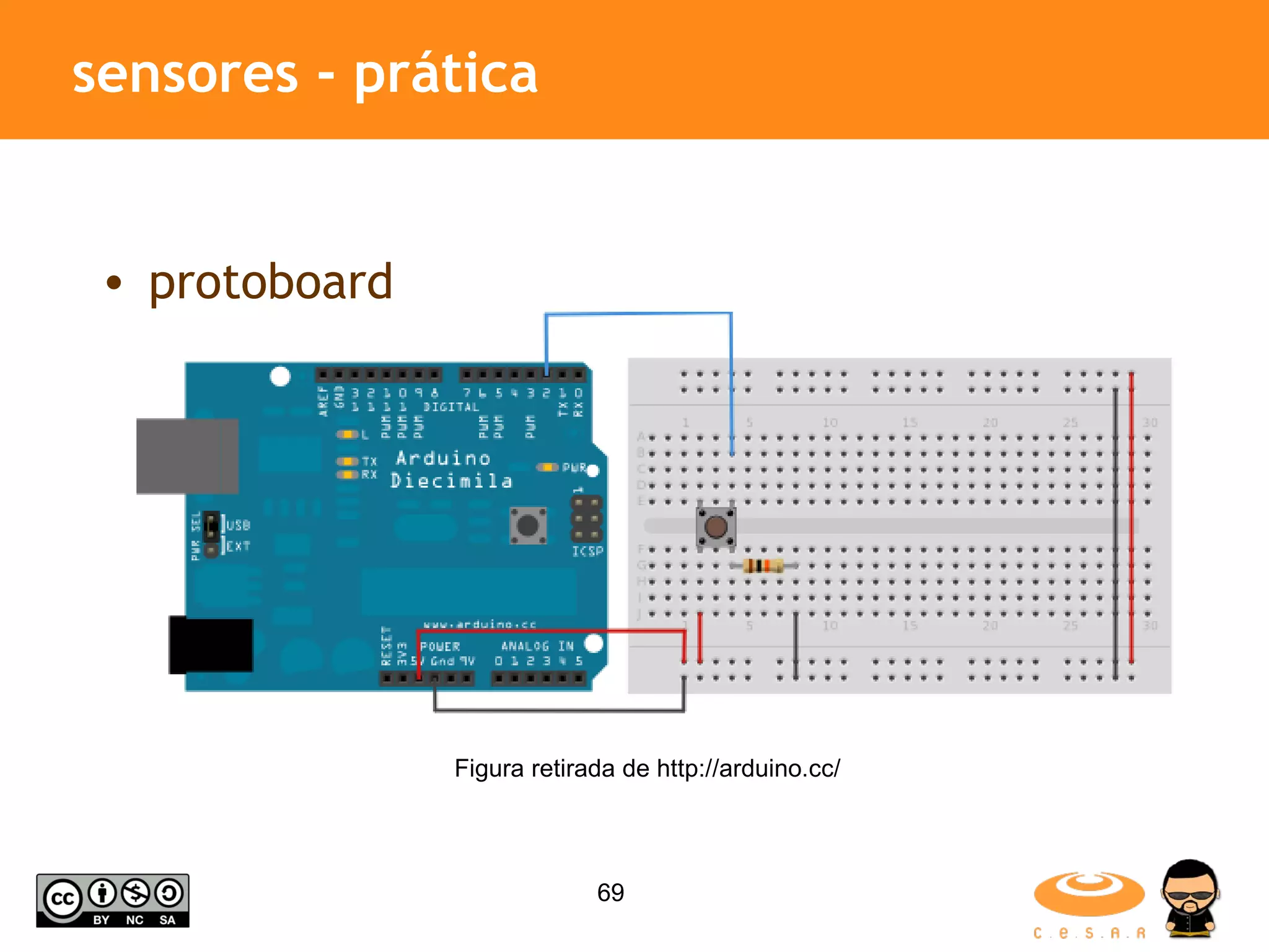 sensores - prática protoboard Figura retirada de http://arduino.cc/ 