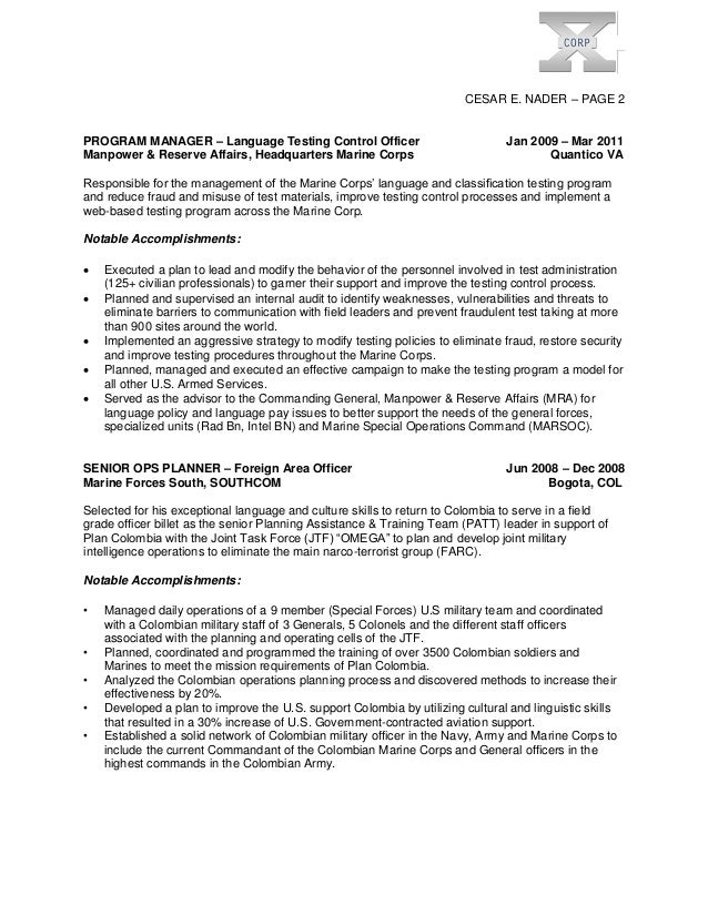 usmc resume