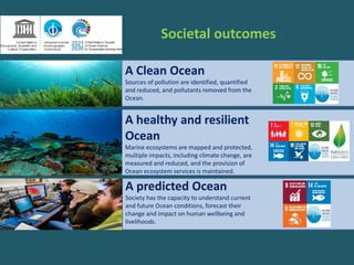 Societal outcomes
A Clean Ocean
Sources of pollution are identified, quantified
and reduced, and pollutants removed from t...