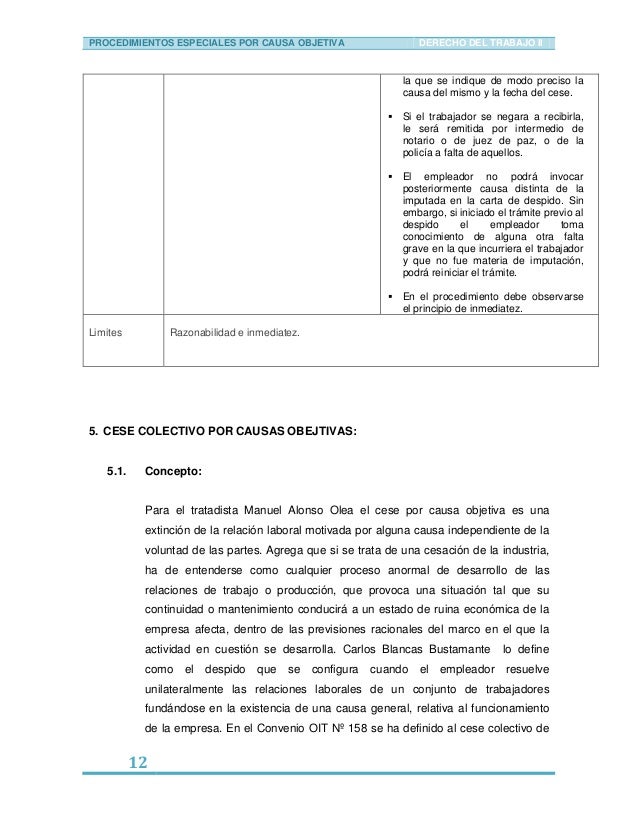 Causas objetivas de terminación de la relación laboral