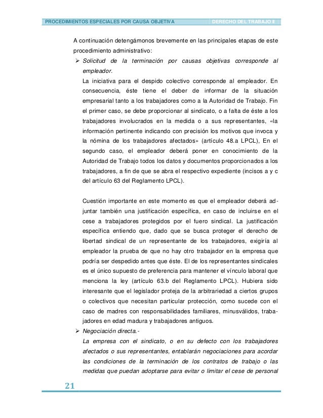 Causas objetivas de terminación de la relación laboral