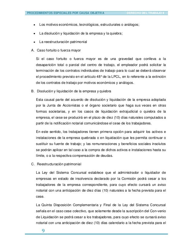 Causas objetivas de terminación de la relación laboral