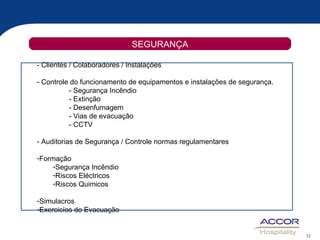 SEGURANÇA - Clientes / Colaboradores / Instalações - Controle do funcionamento de equipamentos e instalações de segurança. - Segurança Incêndio - Extinção - Desenfumagem - Vias de evacuação - CCTV - Auditorias de Segurança / Controle normas regulamentares Formação Segurança Incêndio Riscos Eléctricos Riscos Quimicos Simulacros  Exercicíos de Evacuação   