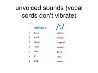unvoiced sounds (vocal
cords don’t vibrate)
 