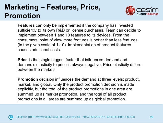 Marketplace business simulation, decisions by quarter, strategic marketing