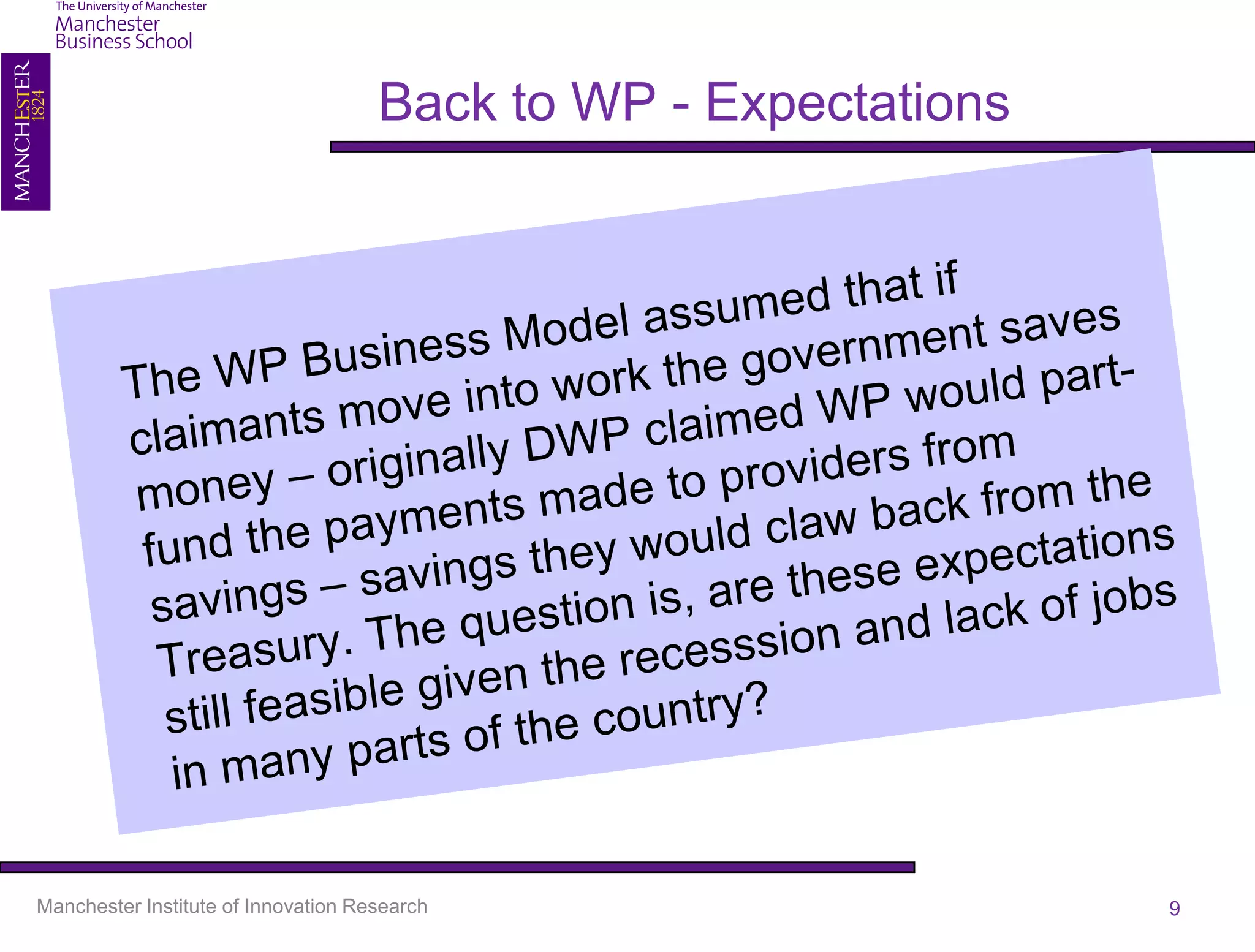 Back to WP - Expectations




Manchester Institute of Innovation Research                      9
 