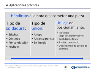 4. Aplicaciones prácticas




18 | 5/10/12| “2º Congreso Internacional de Soldadura y Tecnologías de Unión” - CESOL
   Ricardo Veira Lorenzo
 