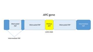 Attenuated
FAP
Attenuated FAP
Intermediate
FAP
Attenuated FAP
Profuse
AFP
APC gene
Intermediate FAP
1250-1464
 
