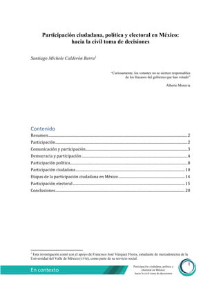 Participación ciudadana, política y electoral en México: hacia la civil ...