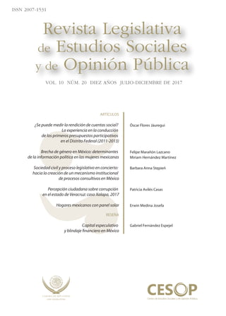 Revista Legislativa
de Estudios Sociales
y de Opinión Pública
Revista Legislativa
de Estudios Sociales
y de Opinión Pública
 