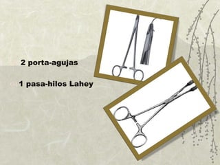 2 porta-agujas 1 pasa-hilos Lahey 