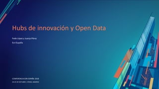 CONFERENCIAESRI ESPAÑA2018
CONFERENCIA ESRI ESPAÑA 2018
24-25 DE OCTUBRE | IFEMA, MADRID
Hubs de innovación y Open Data
Fede López y Juanjo Pérez
EsriEspaña
 