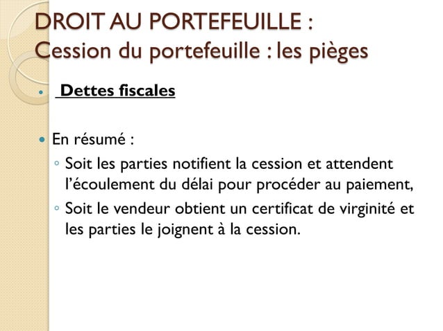Cession De Portefeuille De Courtage D'assurance