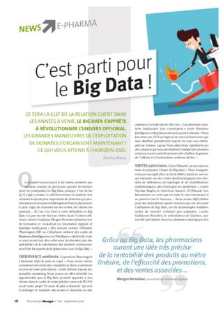 PHARMACIE D'OFFICINE : C'est parti pour le big data !