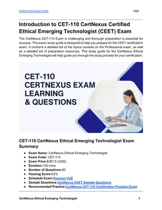 CET-110 CertNexus Practice Questions & Study Resources | PDF
